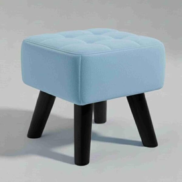 Luxurious Pouffes Home Decoration Ottoman Sitting Stool Soft Padded Foot Stool with Solid Wood Legs Sofa Footrest Additional Seating Couch in The Dressing Office and Living Room (Sky Blue)