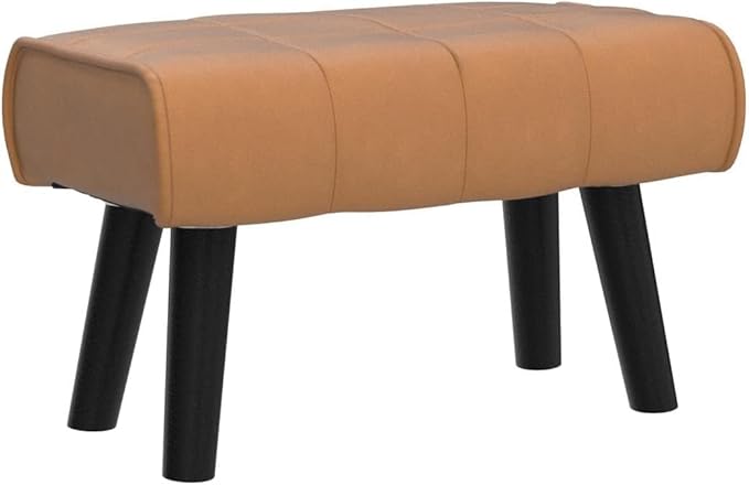 Modern Ottoman Footrest Stool, Quilted Velvet Upholstery, Black Wooden Legs, Living Room Furniture (Brown, Pack of 1, Rectangular)