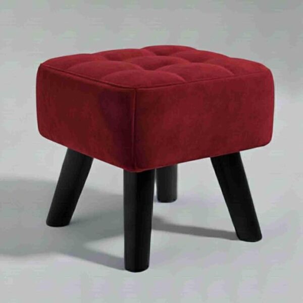 Luxurious Pouffes Home Decoration Ottoman Sitting Stool Soft Padded Foot Stool with Solid Wood Legs Sofa Footrest Additional Seating Couch in The Dressing Office and Living Room (Red)