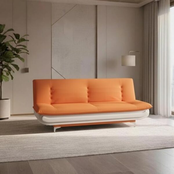 Torque Siesta 3 Seater Sofa Cuma Bed for Sleeping - Orange | Premium Suede Fabric Sofa Cum Bed 6x4 Feet | Foldable Sofa Beds for Festival Gifts Set Home D?cor
