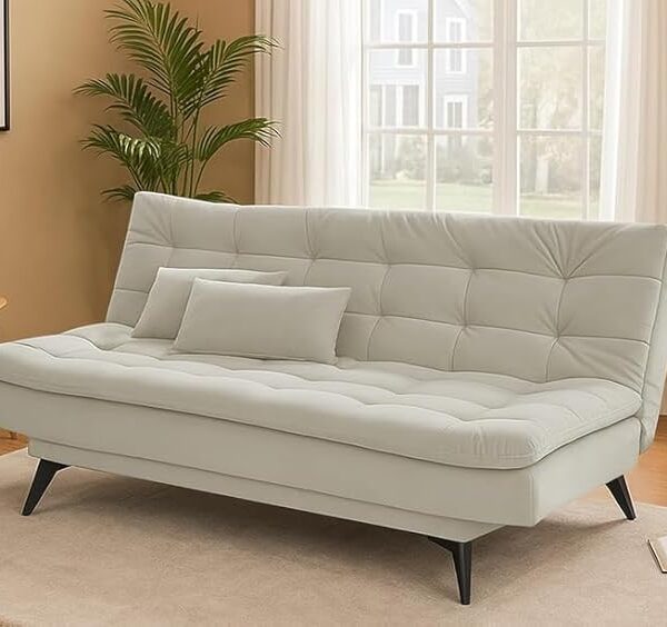 Danny 3 Seater Sofa Cum Bed for Living Room Premium Fabric Sofa for Living Room (Beige)