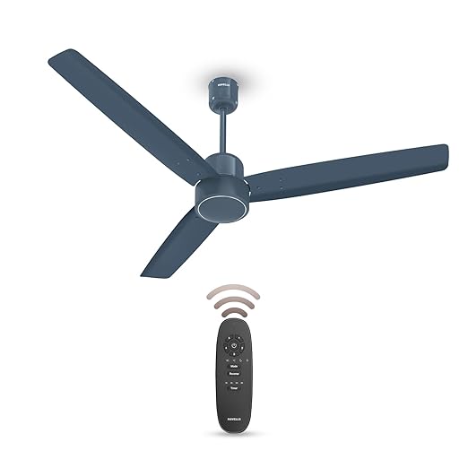 Havells FAB BLDC Ceiling Fan 1200mm, 380 RPM, Upto 65% Savings, Reverse Rotation, 4 Modes (Boost, Sleep, Breeze, Mop), Low Wattage 30W, Low Noise, Air Flow: 225 CMM, 3 Years Warranty, Denim Blue