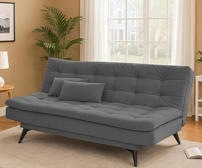 Danny 3 Seater Sofa Cum Bed for Living Room Premium Fabric Sofa for Living Room (Dark Grey Colour)