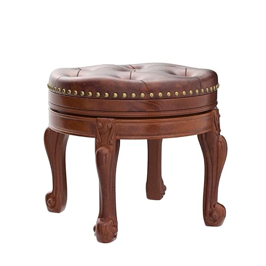 Wooden Twist Hand Carved Teak Wood Footrest Stool Ottoman for Living Room (Design-4)
