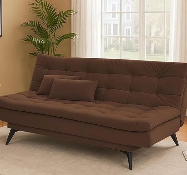 Danny 3 Seater Sofa Cum Bed for Living Room Premium Fabric Sofa for Living Room (Brown)