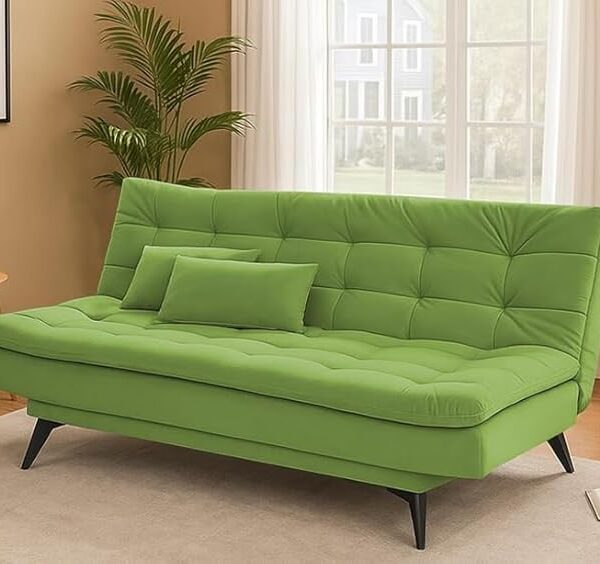 Danny 3 Seater Sofa Cum Bed for Living Room Premium Fabric Sofa for Living Room (Light Green)
