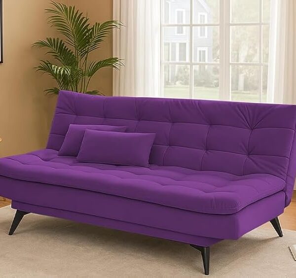 Danny 3 Seater Sofa Cum Bed for Living Room Premium Fabric Sofa for Living Room (Purple Colour)