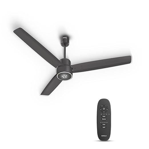 Havells FAB BLDC ULED Ceiling Fan 1200mm, 5 Star, LED Speed ??Indicator, 380 RPM, Upto 65% Savings, Reverse Rotation, 4 Speed ??Modes, Low Wattage 30W, Low Noise, Air Flow: 225 CMM, 3 Years Warranty, Smoke Brown