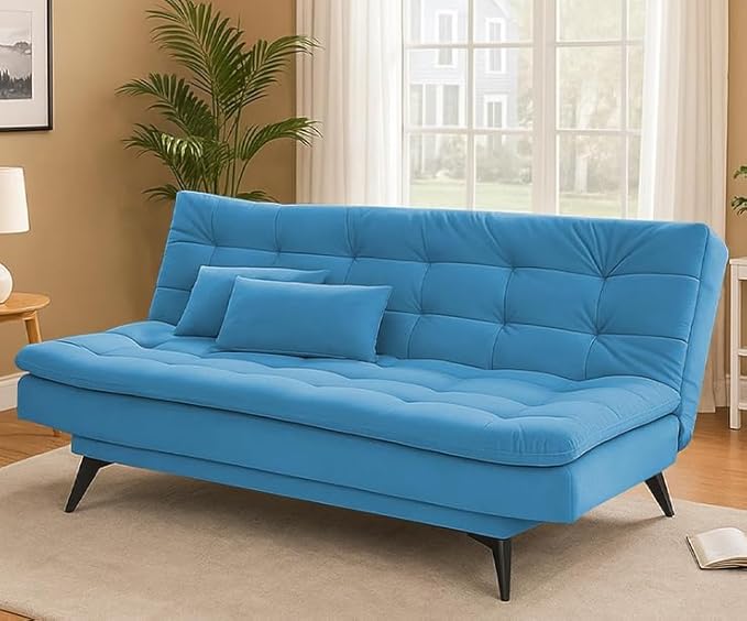 Danny 3 Seater Sofa Cum Bed for Living Room Premium Fabric Sofa for Living Room (Aqua Blue)