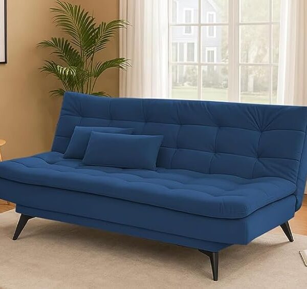 Danny 3 Seater Sofa Cum Bed for Living Room Premium Fabric Sofa for Living Room (Blue Colour)
