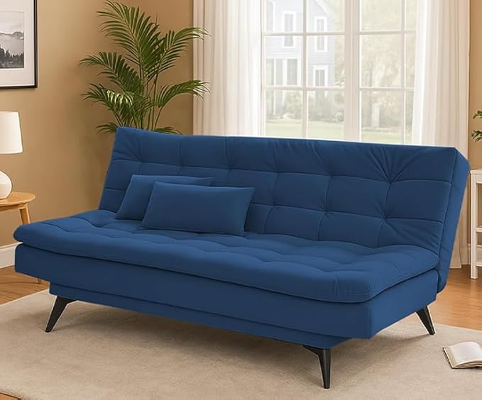 Danny 3 Seater Sofa Cum Bed for Living Room Premium Fabric Sofa for Living Room (Blue Colour)