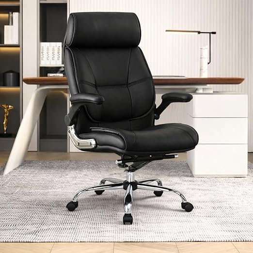 Lakdi The Furniture High Back Director Office Chair Ergonomic Leatherette Executive Chair with Adjustable Armrests, Comfortable Revolving Desk Chair for Office and Work Home-111012160_Black