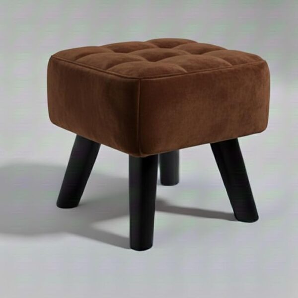 Luxurious Pouffes Home Decoration Ottoman Sitting Stool Soft Padded Foot Stool with Solid Wood Legs Sofa Footrest Additional Seating Couch in The Dressing Office and Living Room (Brown)
