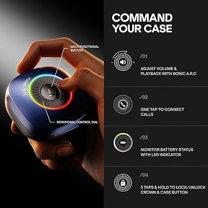 boAt 2026 Launch Nirvana Crown, Sonic ARC, LEDs, Haptic Feedback, 50dB Hybrid ANC, Spatial Audio, 6 Mic ENx, App Support, v6.0 Bluetooth Earbuds, TWS Ear Buds Wireless Earphones with Mic (Sapphire Blue)