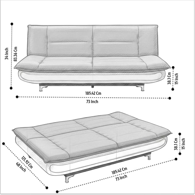 Torque Siesta 3 Seater Sofa Cuma Bed for Sleeping - Brown | Premium Suede Fabric Sofa Cum Bed 6x4 Feet | Foldable Sofa Beds for Festival Gifts Set Home D?cor