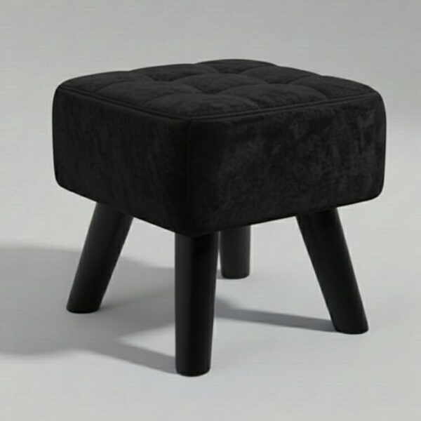 Luxurious Pouffes Home Decoration Ottoman Sitting Stool Soft Padded Foot Stool with Solid Wood Legs Sofa Footrest Additional Seating Couch in The Dressing Office and Living Room (Black)