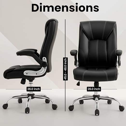 Lakdi The Furniture Co High-Back Director Office Chair & Executive Chair, Ergonomic Leatherette Desk Chair | Adjustable Arm Rest for Office Area - 111012161_Black