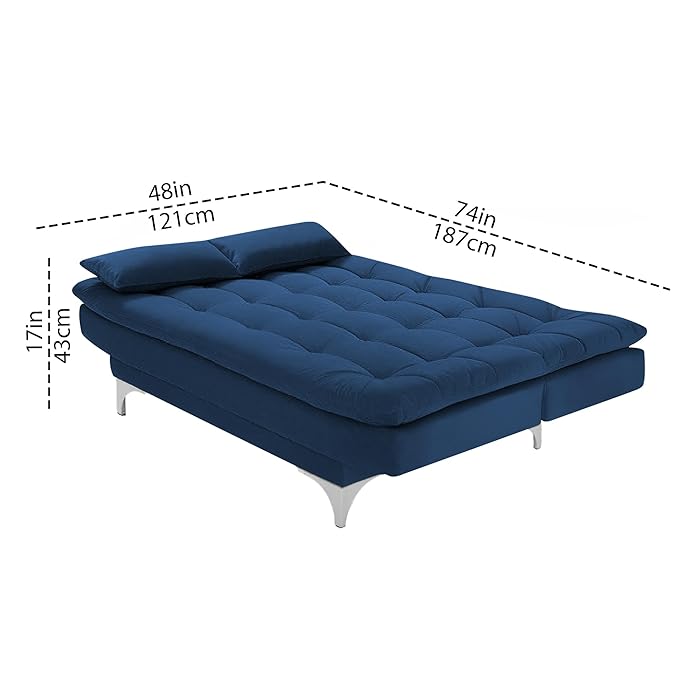 Danny 3 Seater Sofa Cum Bed for Living Room Premium Fabric Sofa for Living Room (Blue Colour)