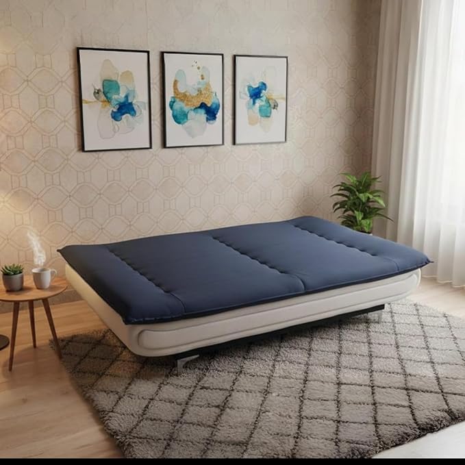 Torque Siesta 3 Seater Sofa Cuma Bed for Sleeping - Blue | Premium Suede Fabric Sofa Cum Bed 6x4 Feet | Foldable Sofa Beds for Festival Gifts Set Home D?cor