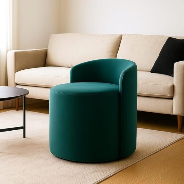 Jaico Wood Seating mudda Puffy Stool Chair for Living Room, Dressing Table, Office, Home Decor, Ottoman pouffes, Sofa Type, and Large .Ottoman and Chair Combined into one (Green)