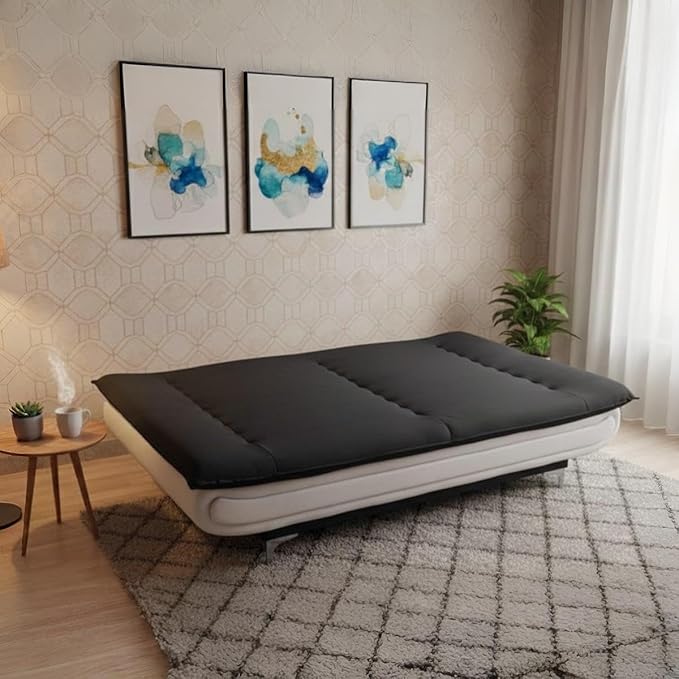 Torque Siesta 3 Seater Sofa Cuma Bed for Sleeping - Black | Premium Suede Fabric Sofa Cum Bed 6x4 Feet | Foldable Sofa Beds for Festival Gifts Set Home D?cor