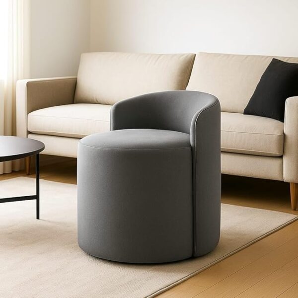 Jaico Wood Seating mudda Puffy Stool Chair for Living Room, Dressing Table, Office, Home Decor, Ottoman pouffes, Sofa Type, and Large .Ottoman and Chair Combined into one (Grey)