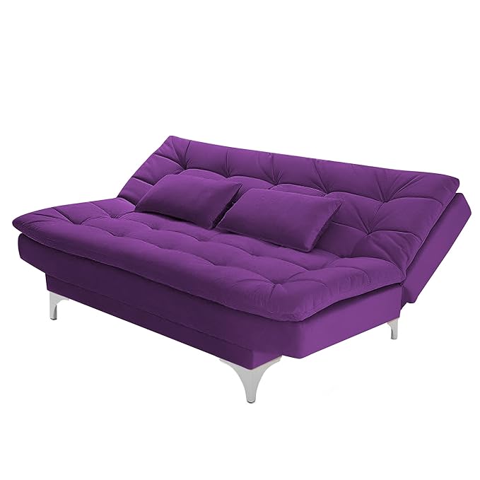 Danny 3 Seater Sofa Cum Bed for Living Room Premium Fabric Sofa for Living Room (Purple Colour)