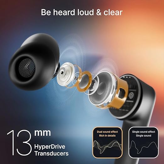 pTron Bassbuds Spark in-Ear TWS Earbuds with Stereo Sound, 40Hrs Playtime, Stereo Calls, Bluetooth V5.3 Headphones with Quick Pairing, Touch Control, Voice Assistant, Type C Charging & IPX5 (Black)