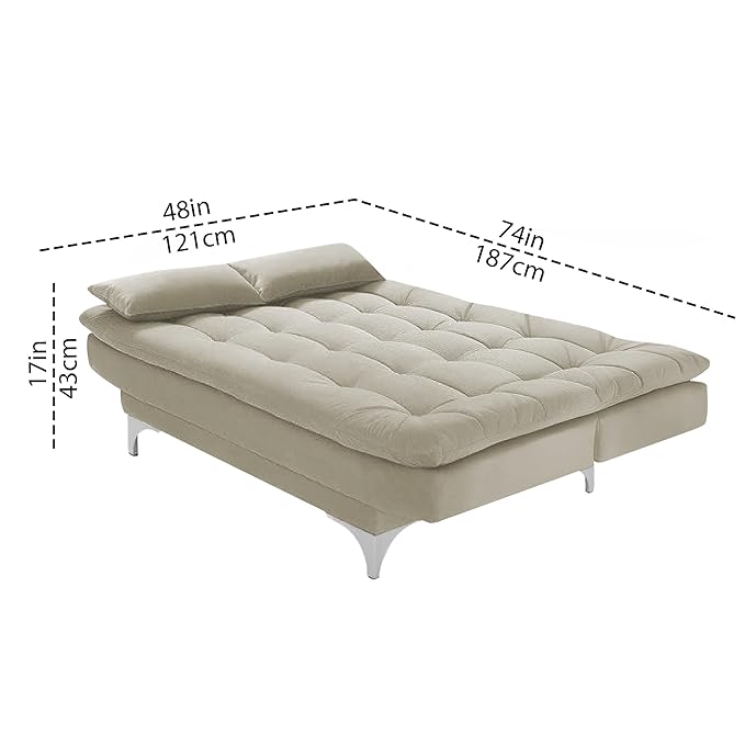 Danny 3 Seater Sofa Cum Bed for Living Room Premium Fabric Sofa for Living Room (Beige)