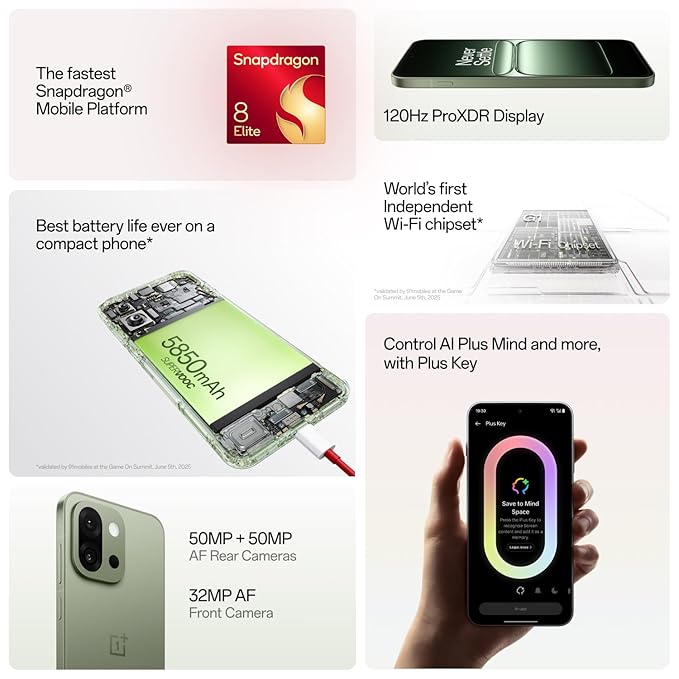 OnePlus 13s | Snapdragon? 8 Elite | Smarter with OnePlus AI | Lifetime Display Warranty | 12GB+256GB | Green Silk