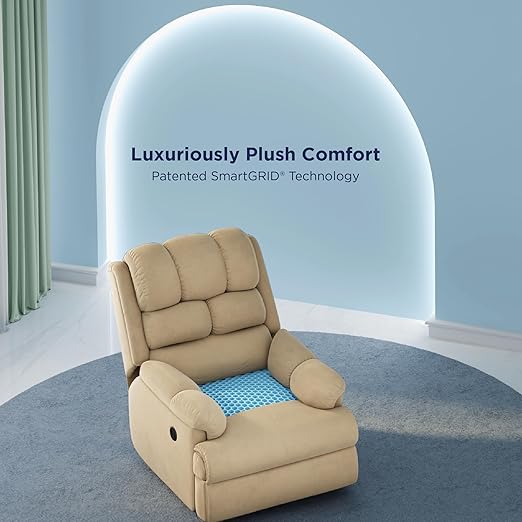 The Sleep Company Luxe Motorized Recliner Sofa | Patented SmartGrid Technology | German Engineered Mechanism | 1 Seater - Superior Seat Comfort | Premium Upholstery | Beige Color | Free Installation