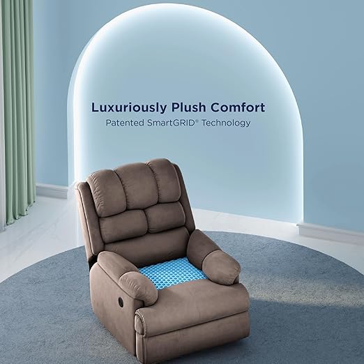 The Sleep Company Luxe Motorized Standard Recliner | Patented SmartGrid Technology | Motorized Single Recliner Sofa | Unique Lumbar Design | Premium Upholstery | Coffee Brown | Free Installation
