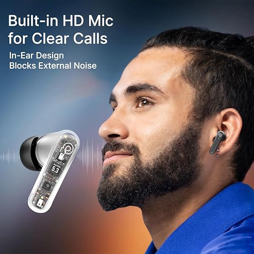 pTron Bassbuds Spark in-Ear TWS Earbuds with Stereo Sound, 40Hrs Playtime, Stereo Calls, Bluetooth V5.3 Headphones with Quick Pairing, Touch Control, Voice Assistant, Type C Charging & IPX5 (Black)