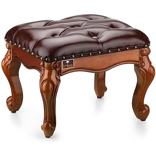 Wooden Twist Squat Teak Wood Small Footrest Pouffe and Ottoman Stool