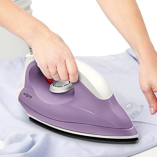 Wipro Gd205 Super Deluxe 1000 Watt Automatic Electric Dry Iron | Large Soleplate | Anti Bacterial German Weilburger Double Coated Soleplate | Quick Heat Up - 1000 Watt, Aluminum