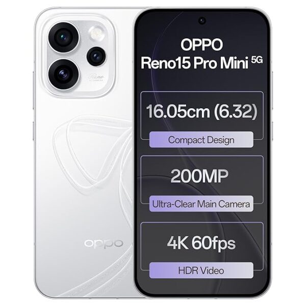 Oppo Reno15Pro mini 5G (Glacier White, 12GB RAM, 256GB Storage)