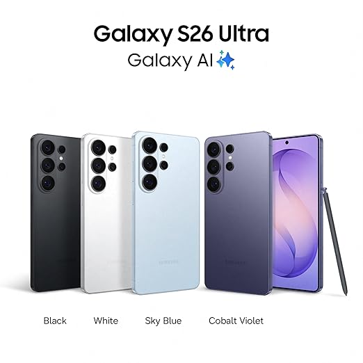 Samsung Galaxy S26 Ultra 5G (Black, 12GB RAM, 256GB Storage) with Built-in Privacy Display, AI Phone, Photo Assist, Creative Studio, 200MP Camera, 5000mAh Battery and Snapdragon 8 Elite Gen 5