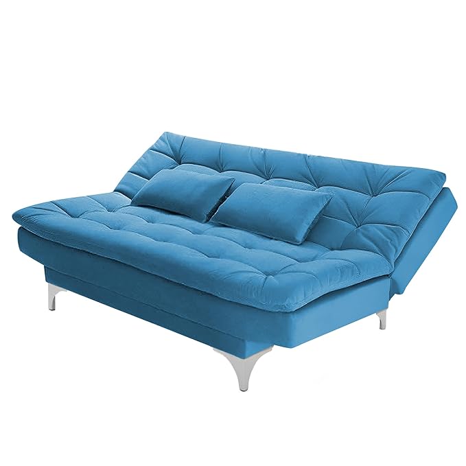 Danny 3 Seater Sofa Cum Bed for Living Room Premium Fabric Sofa for Living Room (Aqua Blue)