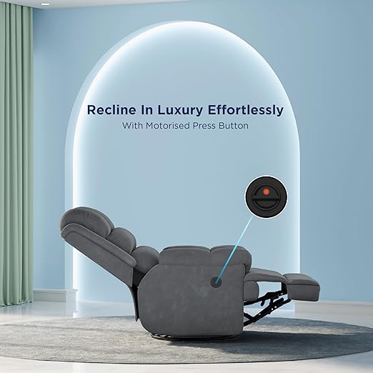 The Sleep Company Luxe Motorized Recliner Sofa | Patented SmartGrid Technology | German Engineered Mechanism | 1 Seater - Superior Seat Comfort | Premium Upholstery | Grey | Free Installation