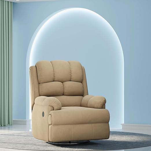 The Sleep Company Luxe Motorized Recliner Sofa | Patented SmartGrid Technology | German Engineered Mechanism | 1 Seater - Superior Seat Comfort | Premium Upholstery | Beige Color | Free Installation