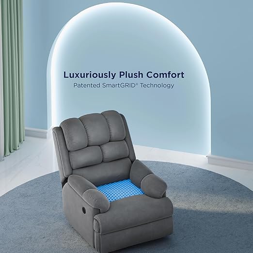 The Sleep Company Luxe Motorized Recliner Sofa | Patented SmartGrid Technology | German Engineered Mechanism | 1 Seater - Superior Seat Comfort | Premium Upholstery | Grey | Free Installation