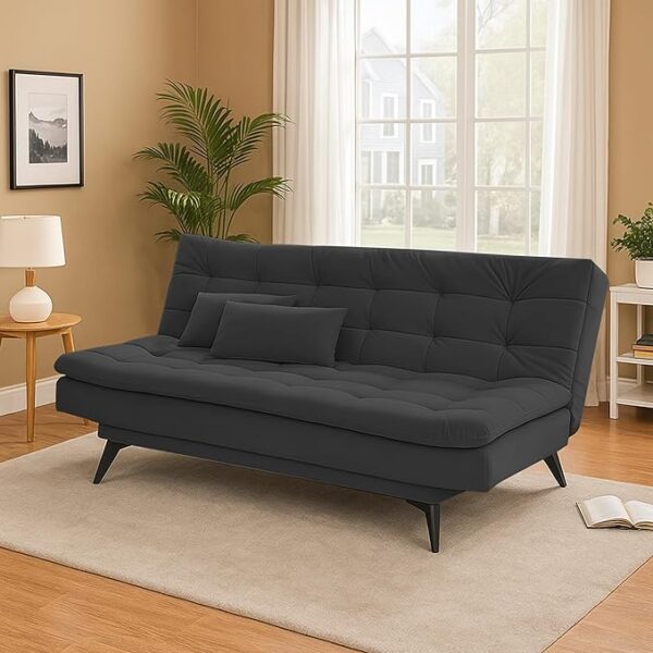 Danny 3 Seater Sofa Cum Bed for Living Room Premium Fabric Sofa for Living Room (Black)