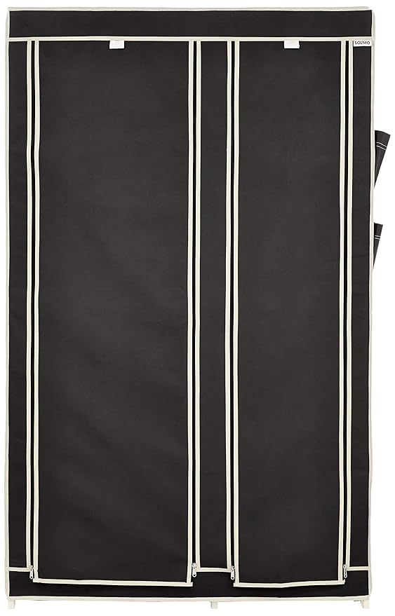 Solimo 2-Door Foldable Wardrobe, 8 Racks, Black, Plastic, 99 x 44 x 162 centimeters