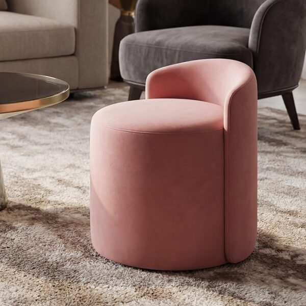 Jaico Wood Seating mudda Puffy Stool Chair for Living Room, Dressing Table, Office, Home Decor, Ottoman pouffes, Sofa Type, and Large .Ottoman and Chair Combined into one (Pink)