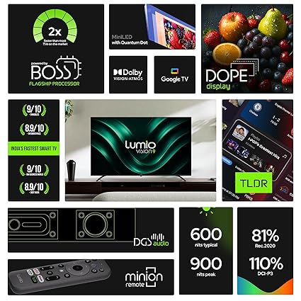 Lumio Vision 9 139 cm (55 inches) 4K Ultra HD Smart QD-Miniled Google TV EPIC1-ADSG