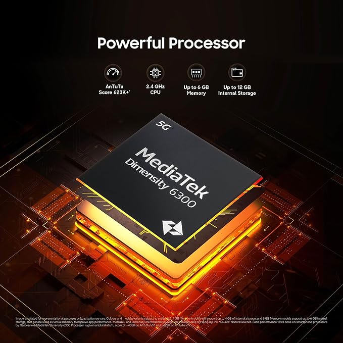 Samsung Galaxy M06 5G Mobile (Blazing Black, 4GB RAM, 128GB Storage) | MediaTek Dimensity 6300 | AnTuTu 623K+ | 12 5G Bands | 25W Fast Charging | 4 Gen OS Upgrades | 50MP Camera | Without Charger