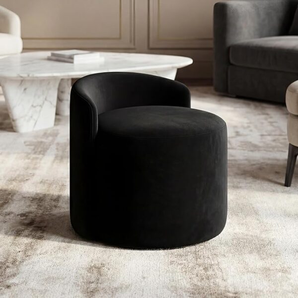 Jaico Wood Seating mudda Puffy Stool Chair for Living Room, Dressing Table, Office, Home Decor, Ottoman pouffes, Sofa Type, and Large .Ottoman and Chair Combined into one (Black)