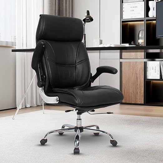 Lakdi The Furniture High Back Director Office Chair Ergonomic Leatherette Executive Chair with Adjustable Armrests, Comfortable Revolving Desk Chair for Office and Work Home-111012160_Black