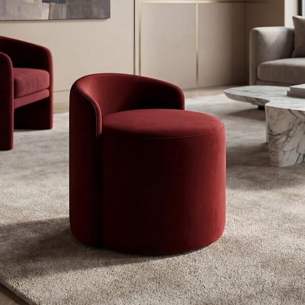 Jaico Wood Seating mudda Puffy Stool Chair for Living Room, Dressing Table, Office, Home Decor, Ottoman pouffes, Sofa Type, and Large .Ottoman and Chair Combined into one (Maroon)