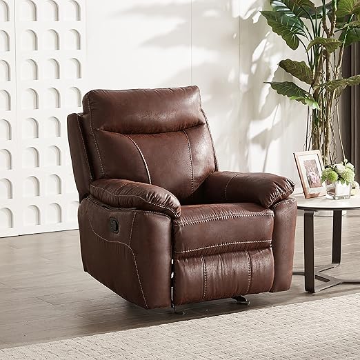 Solimo Ranttila Manual 1 Seater Leatherette Recliner (Dark Brown)